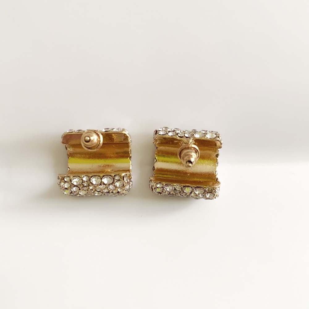 Chunky CZ Rhinestone Hoop Earrings - Picture 4 of 4